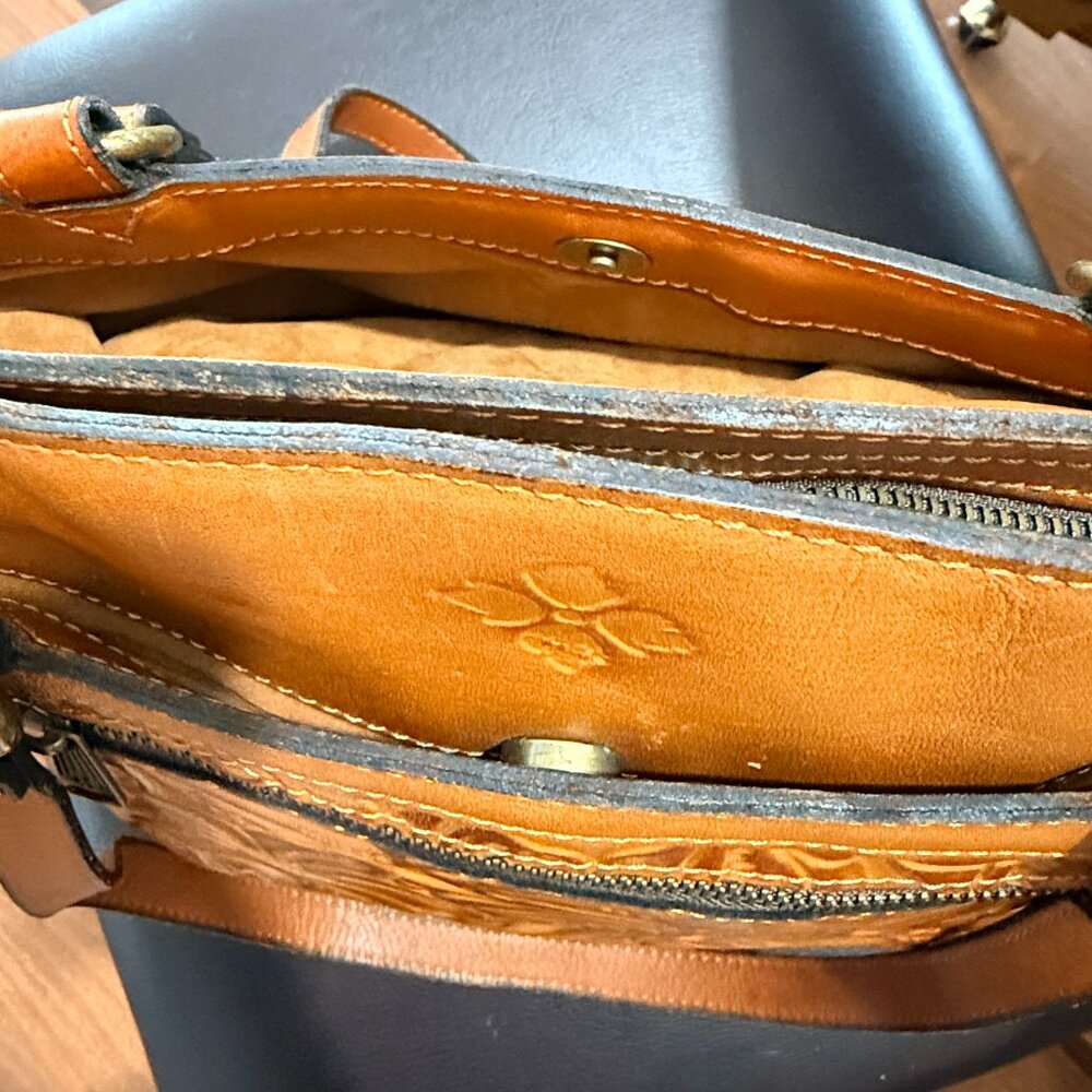 Patricia Nash Tooled Florence Poppy Leather Tote Brown - Picture 7 of 10